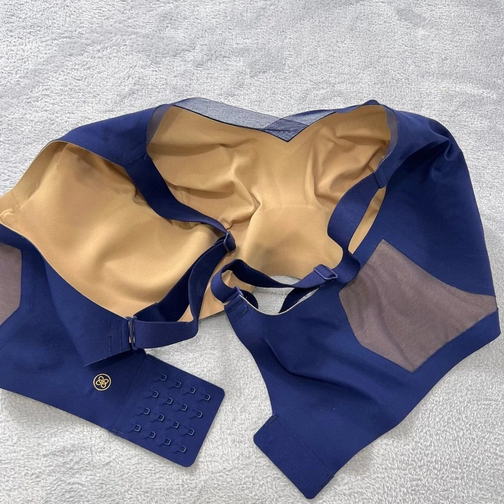 Honeylove CrossOver Wireless Liftwear Bra 40DD 40E Astral Navy Mesh Smoothing